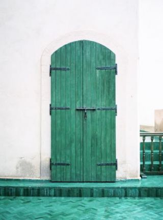Green wooden doors Marrakech