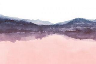 Watercolor landscape 3 - Blue & pink