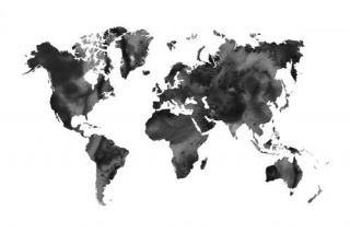 Watercolor world map - Black
