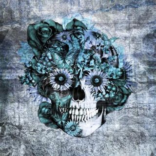 Blue Grunge Ohm Skull
