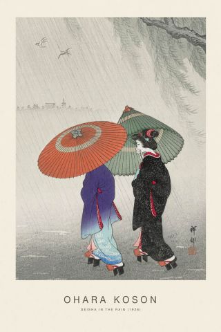 Geisha In The Rain (SE) - Ohara Koson