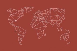 Geometrical World Map – Earthy Red Terracotta