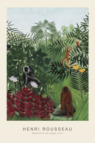 Monkeys In The Jungle (SE) - Henri Rousseau