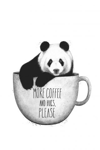 Panda with coffee