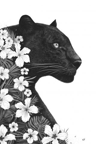 Panther with flowers