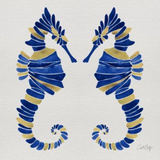 Seahorse – Navy & Gold