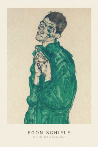 Self Portrait In Green (SE) - Egon Schiele