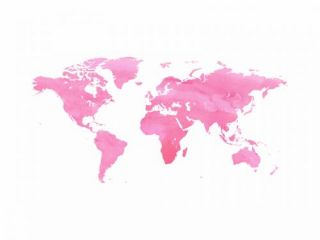 Pink Watercolor World Maps