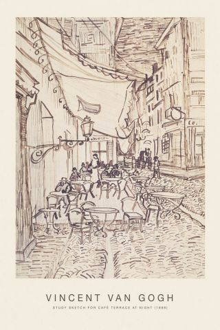Study Sketch For Café Terrace At Night  Vincent Van Gogh