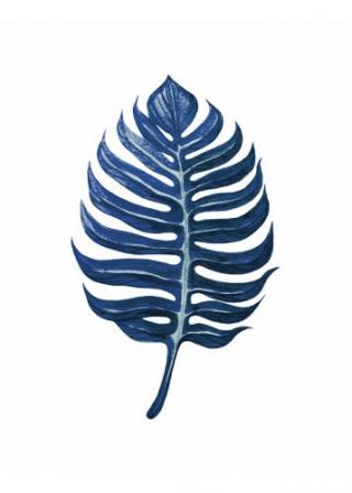Watercolor Blue Leaf Ii