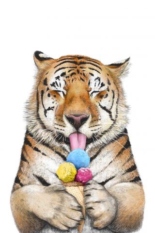 Tiger with ice cream