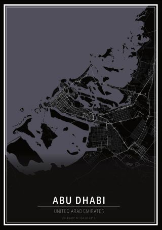 Abu Dhabi Map (Black and White)